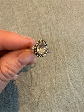 Sterling Silver Teardrop Very Light Blue Crystal Ring - Women Jewelry